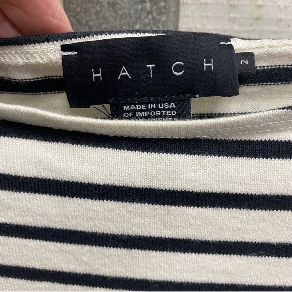 Hatch maternity Black and White Striped Sleeve Tee size 2 cotton - Picture 5 of 5